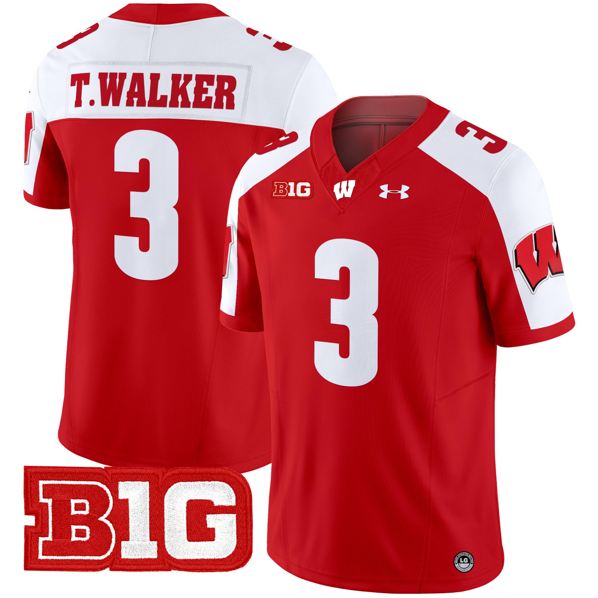 Men Wisconsin Badgers #3 T.Walker Red 2024 Vapor Limited NCAA Jersey->ncaa teams->NCAA Jersey